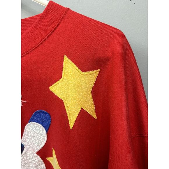 Vintage Snowman Sweatshirt Christmas Womens XL Red Stitched Hanes Plaid Trim - Picture 6 of 8